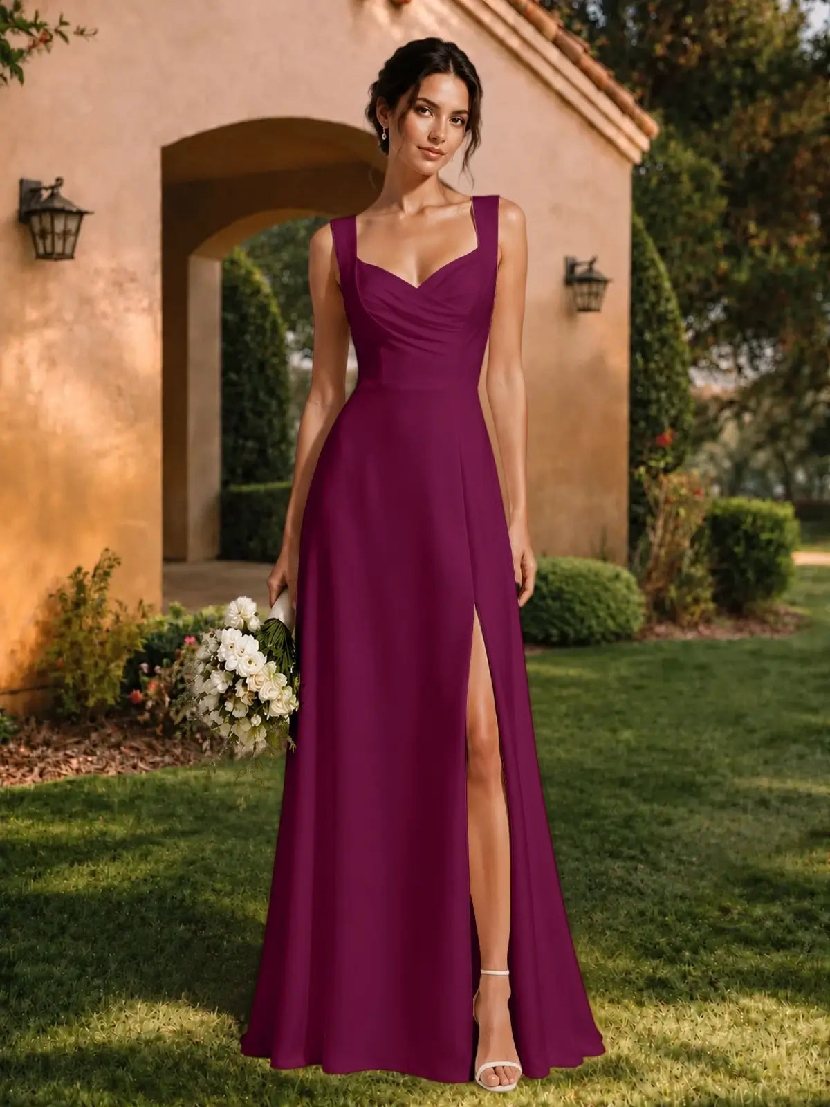 Sweetheart Neckline Bridesmaid Dress with Wide Straps