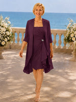 Ruched Chiffon Two-Piece Dress Set 