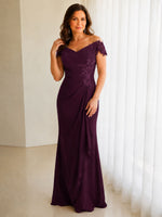Off-Shoulder Chiffon Sheath Dress 