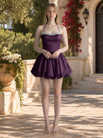 Beading Bubble Hem Mini Dress 