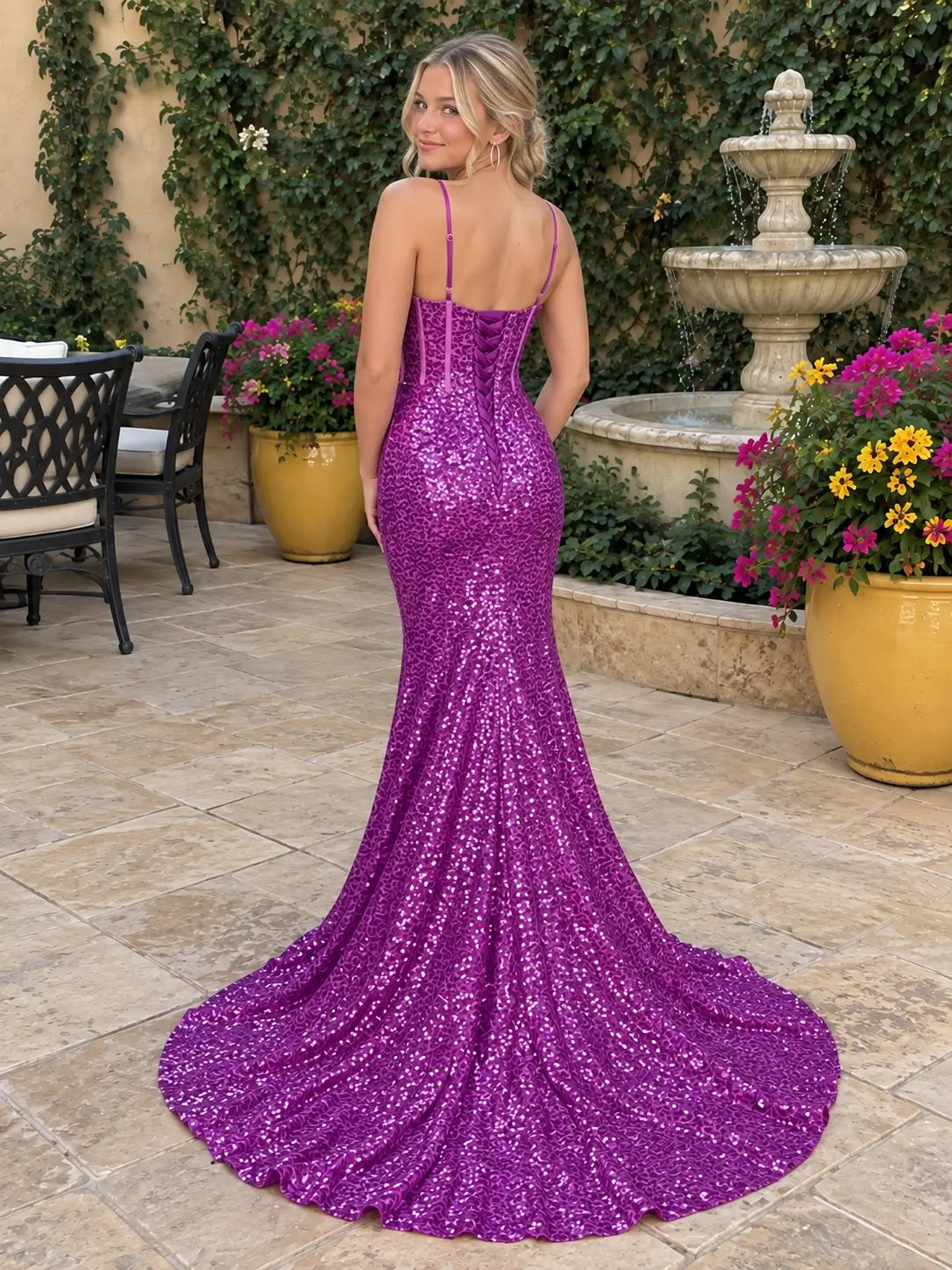 Spaghetti Sheath Prom Dress