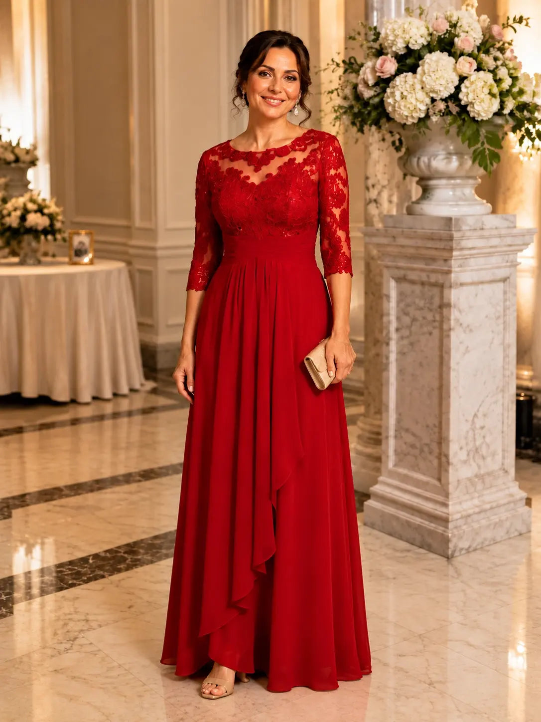 Three Quarter Sleeve Mother Dress 