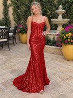 Spaghetti Sheath Prom Dress 
