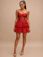 Sequin Appliques Mini Dress 