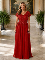 Short Sleeves Chiffon Dress 