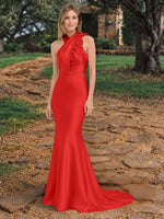 Silk-like Bridesmaid Dress with 3D Floral 