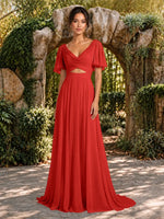 Cowl Neck Bridesmaid Dress with Cut-Out Detail