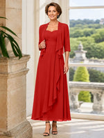 Two-piece Mother of the Bride Dress with Ruffle Design 