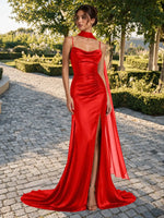Mermaid Bridesmaid Dress with Neck Scarf 