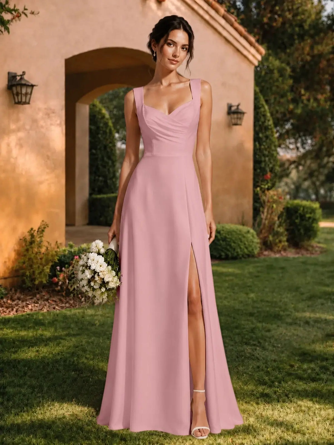 Sweetheart Neckline Bridesmaid Dress with Wide Straps