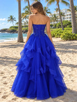 Tiered Strapless Prom Dress