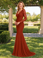 Mermaid Mother of the Bride Dress with Long Lace Sleeves