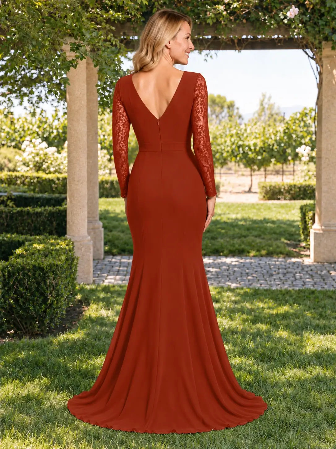 Mermaid Mother of the Bride Dress with Long Lace Sleeves