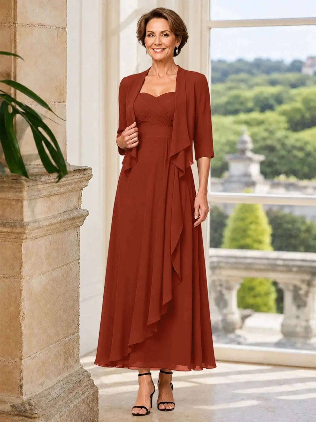 Two-piece Mother of the Bride Dress with Ruffle Design 