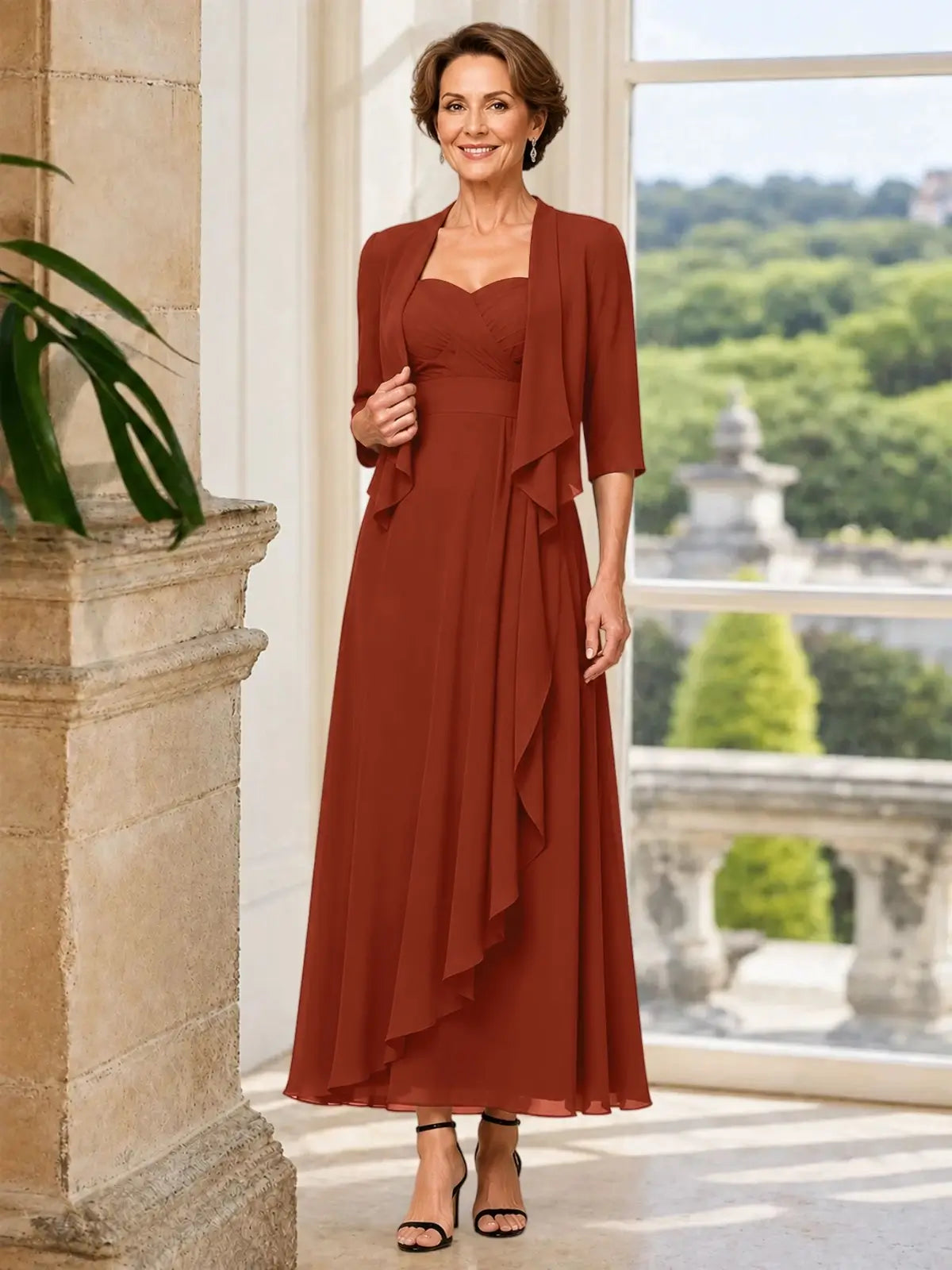 Two-piece Mother of the Bride Dress with Ruffle Design 