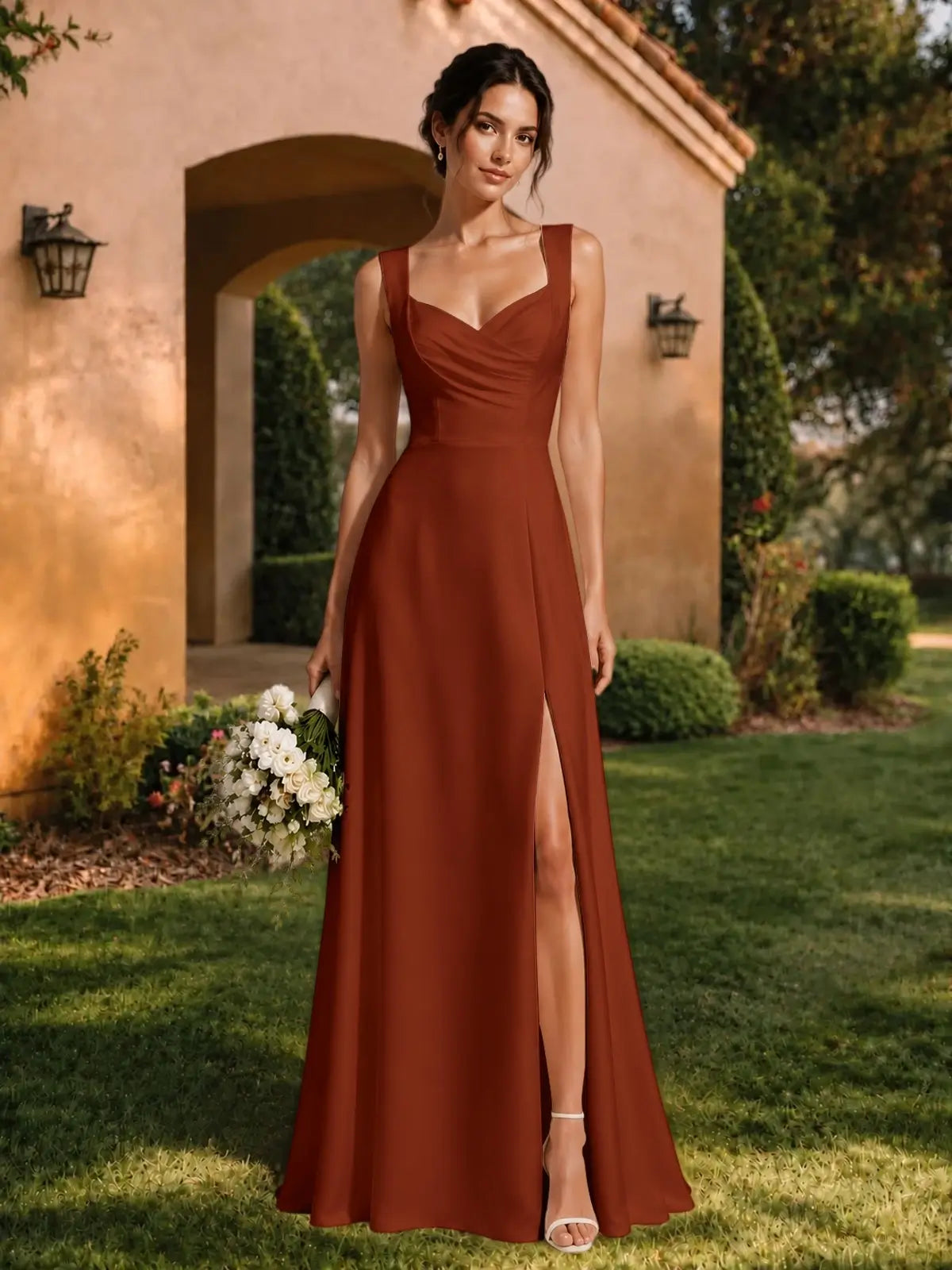 Sweetheart Neckline Bridesmaid Dress with Wide Straps