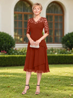 A-line Mother of the Bride Dress with Lace Sleeves 
