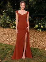 Chiffon Bridesmaid Dress with Ruffle Straps 