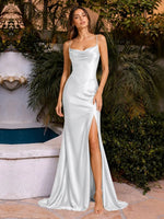 Sheath Bridesmaid Dress with High Slit 