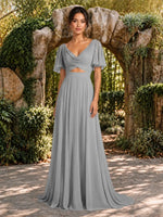 Cowl Neck Bridesmaid Dress with Cut-Out Detail