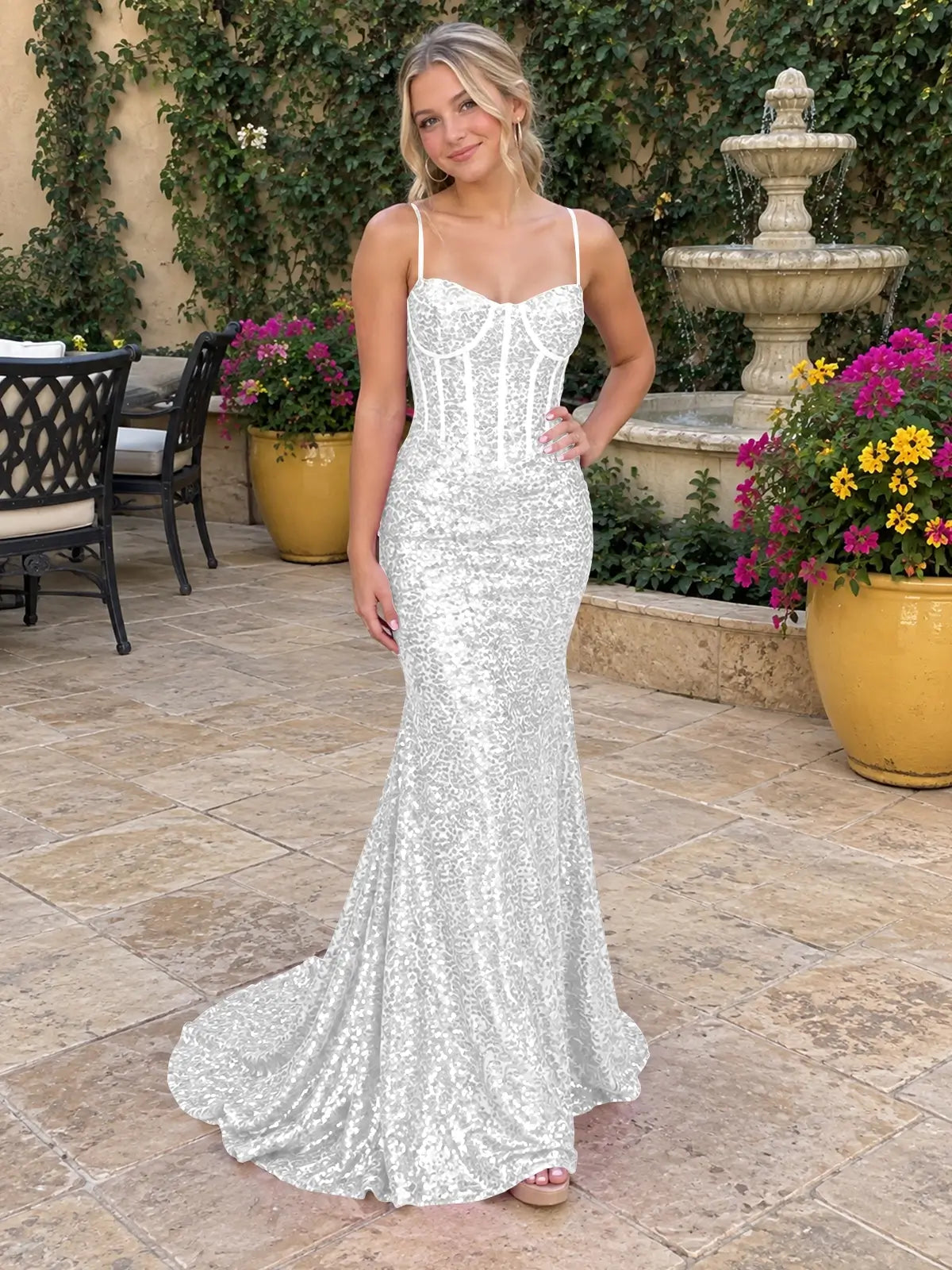 Spaghetti Sheath Prom Dress 