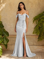 Mermaid Bridesmaid Dress with Tie Waist Sash