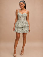 Sequin Appliques Mini Dress 