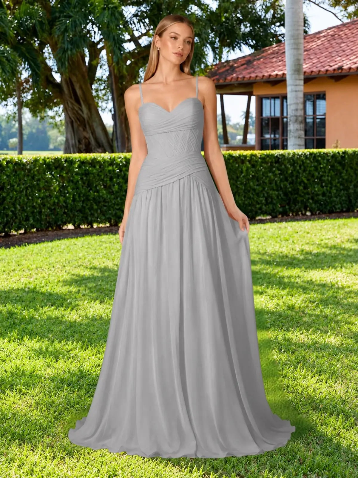 Chiffon Bridesmaid Dress with Ruched Design 