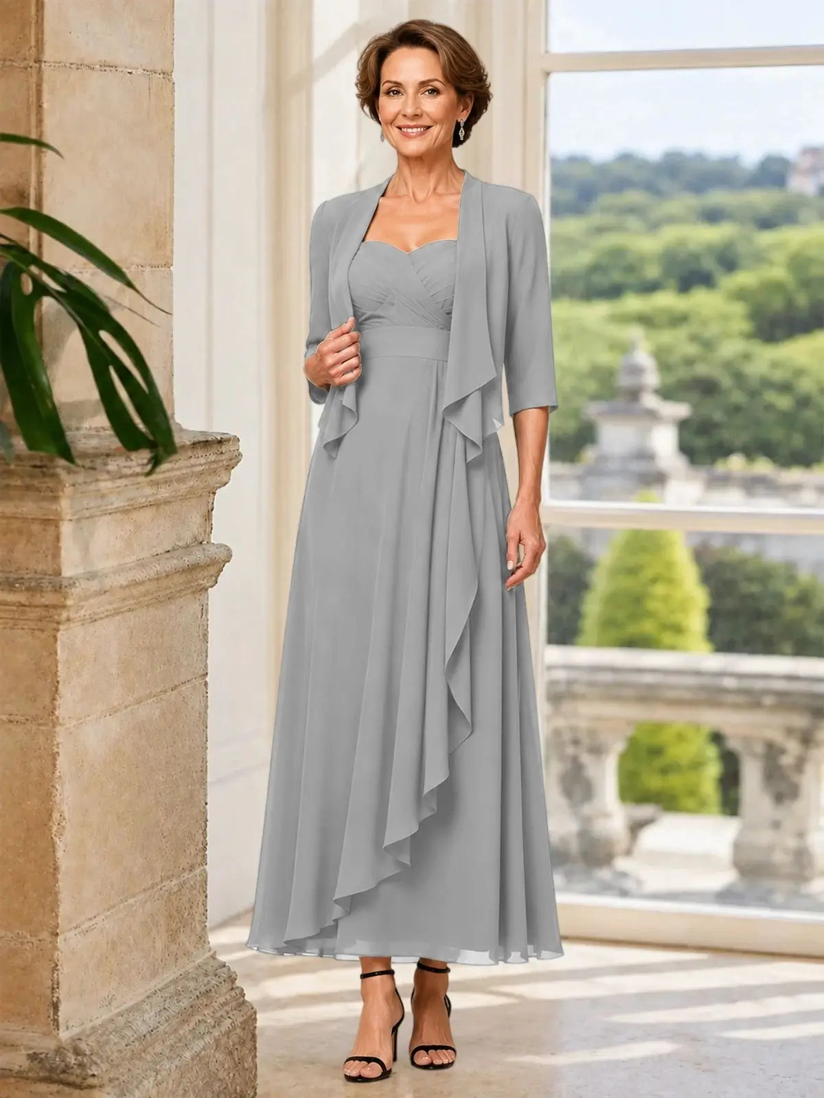 Two-piece Mother of the Bride Dress with Ruffle Design 