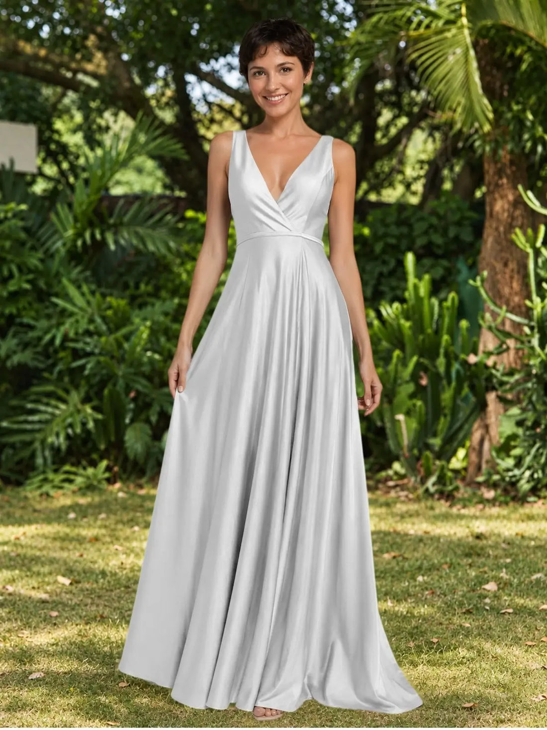A-line Bridesmaid Dress with Cross-Over Bodice