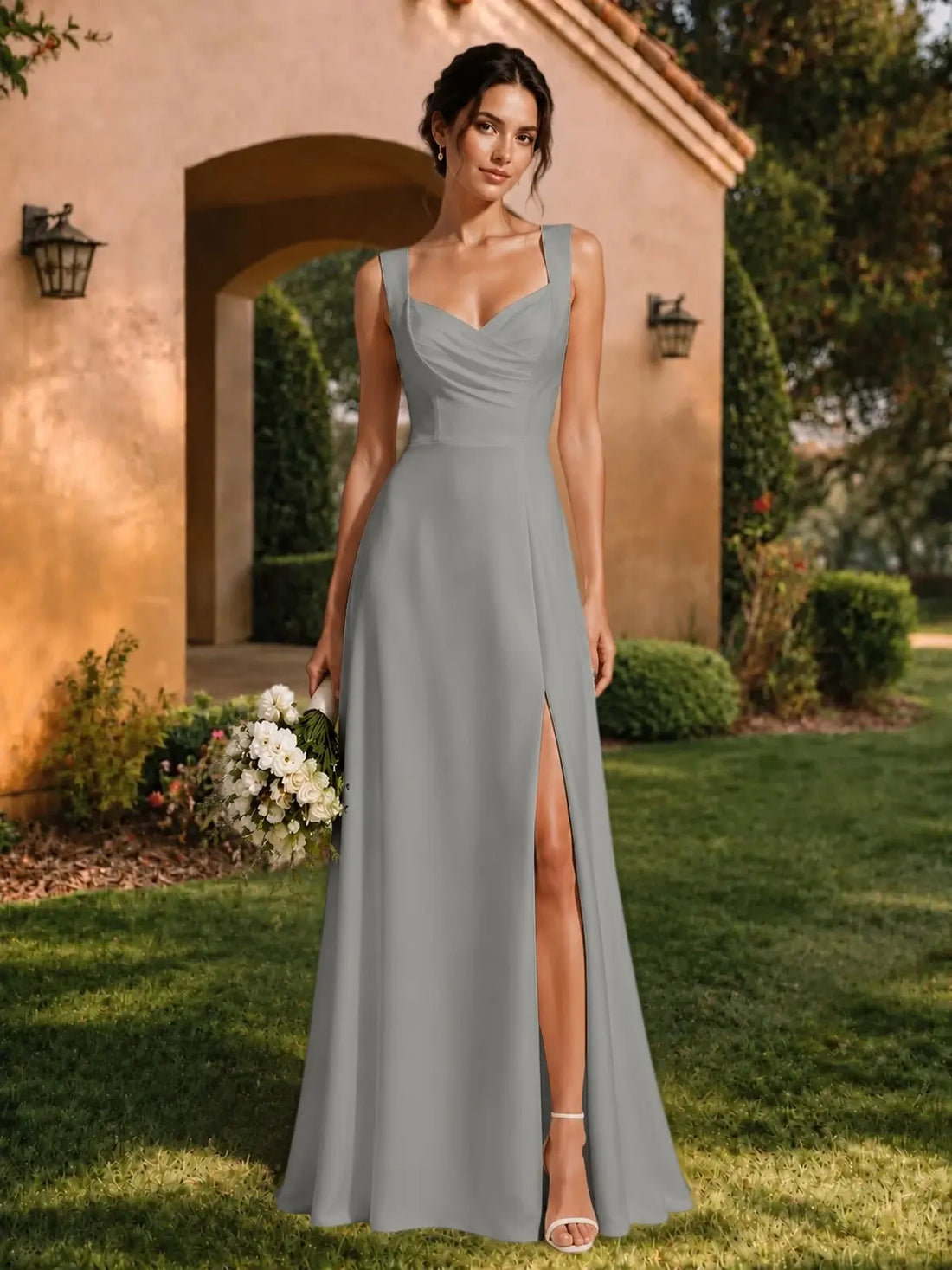 Sweetheart Neckline Bridesmaid Dress with Wide Straps