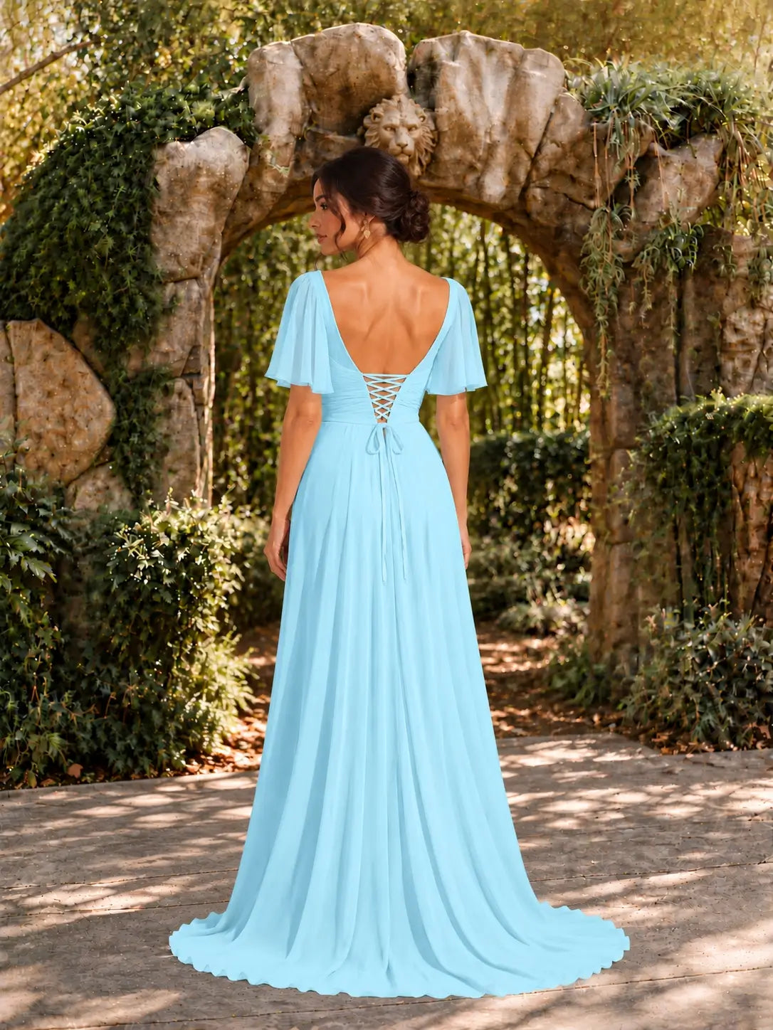 Cowl Neck Bridesmaid Dress with Cut-Out Detail