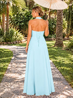 Ruched Halter Bridesmaid Dress 