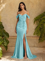 Mermaid Bridesmaid Dress with Tie Waist Sash