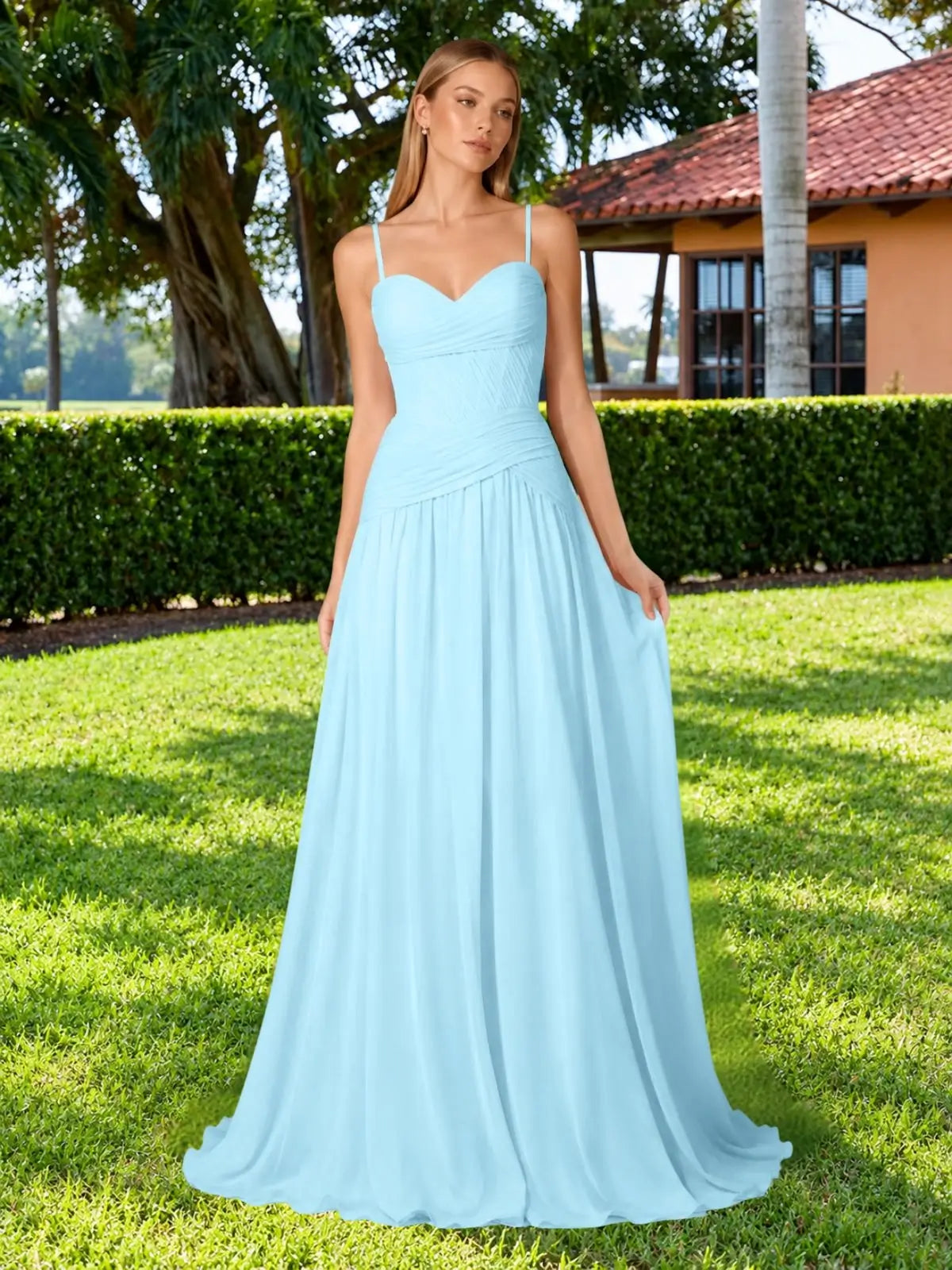 Chiffon Bridesmaid Dress with Ruched Design 