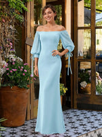 Mermaid Bridesmaid Dress with Puff Sleeves