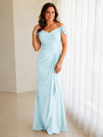 Off-Shoulder Chiffon Sheath Dress 