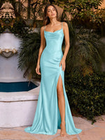 Sheath Bridesmaid Dress with High Slit 