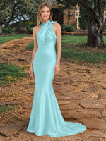 Silk-like Bridesmaid Dress with 3D Floral 