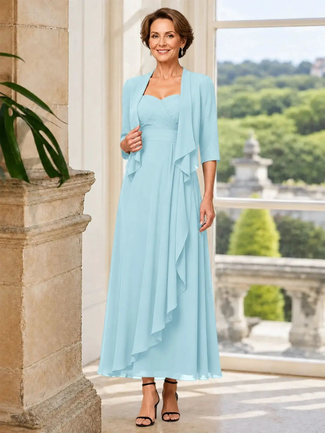 Two-piece Mother of the Bride Dress with Ruffle Design 