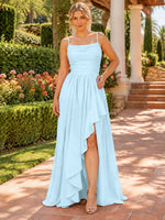 Spaghetti Asymmetrical Bridesmaid Dress 