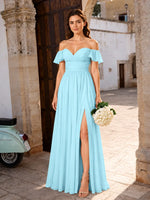 Chiffon Bridesmaid Dress with Cap Sleeves 