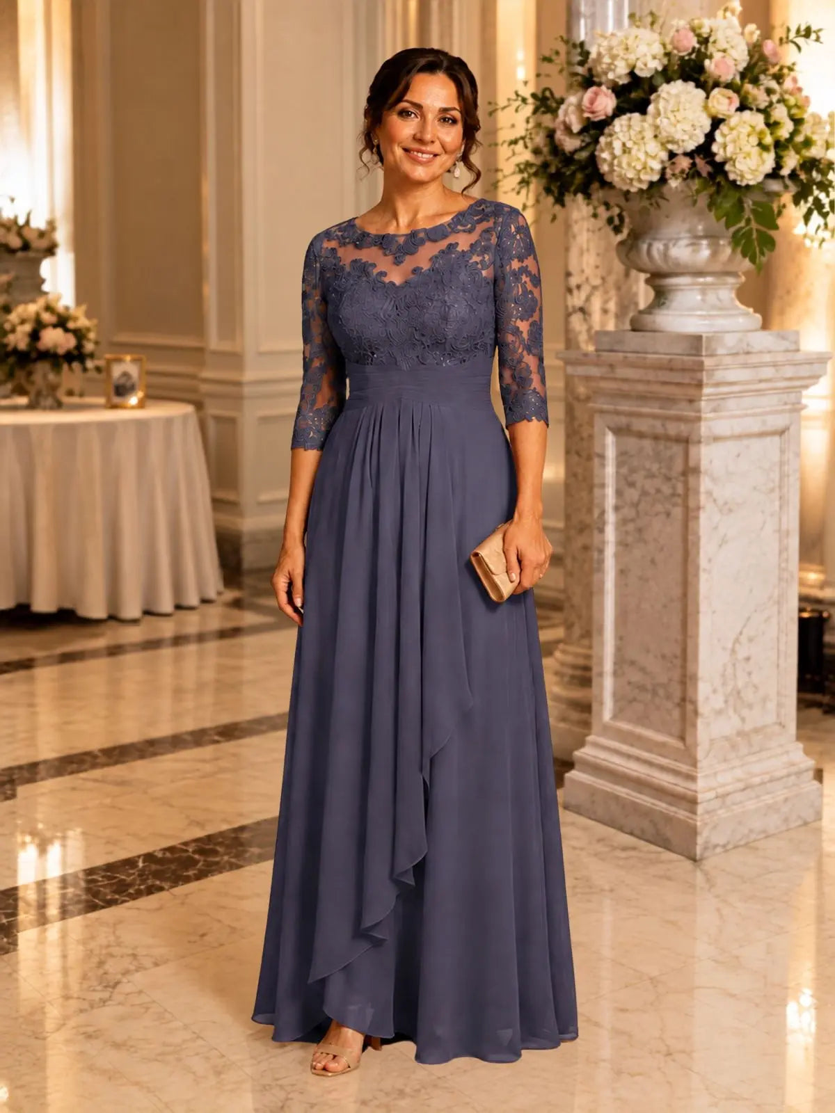 Three Quarter Sleeve Mother Dress 