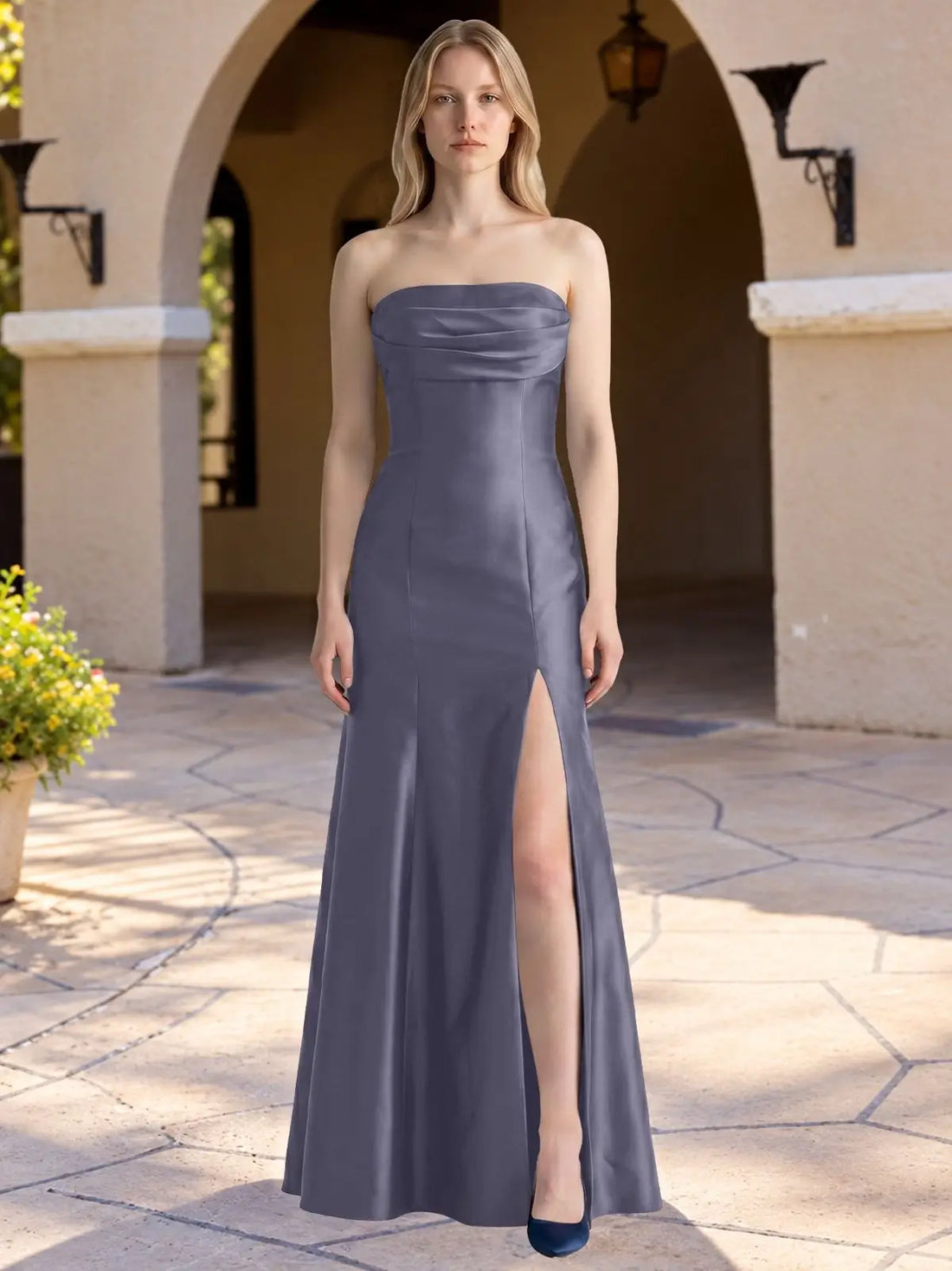 Strapless Ruched Bodice Prom Dress 