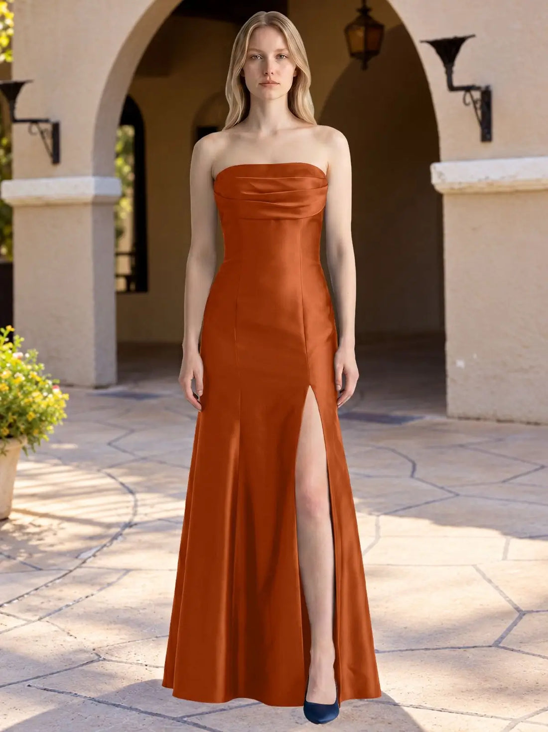 Strapless Ruched Bodice Prom Dress 