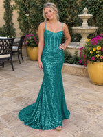 Spaghetti Sheath Prom Dress 