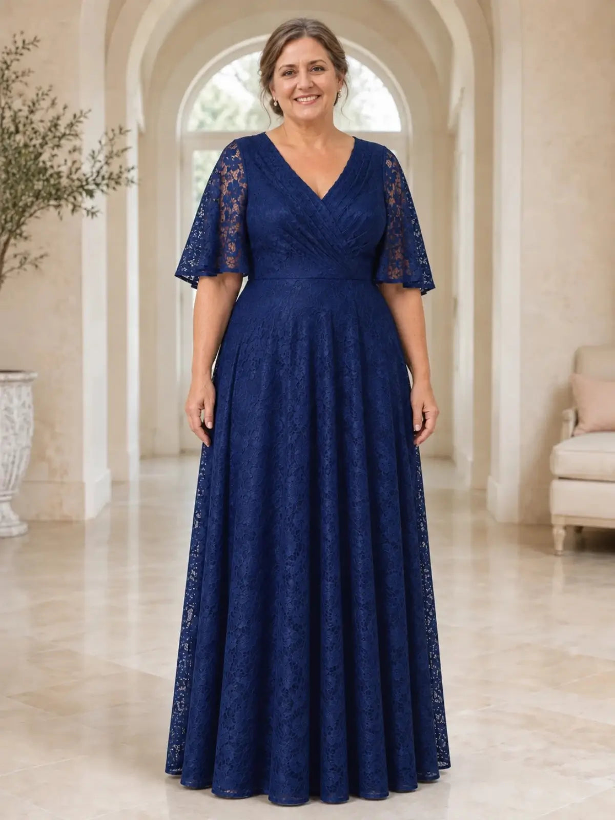 A-Line Lace Mother of the Bride Dress