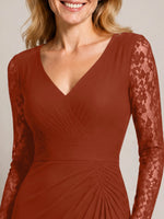 Mermaid Mother of the Bride Dress with Long Lace Sleeves
