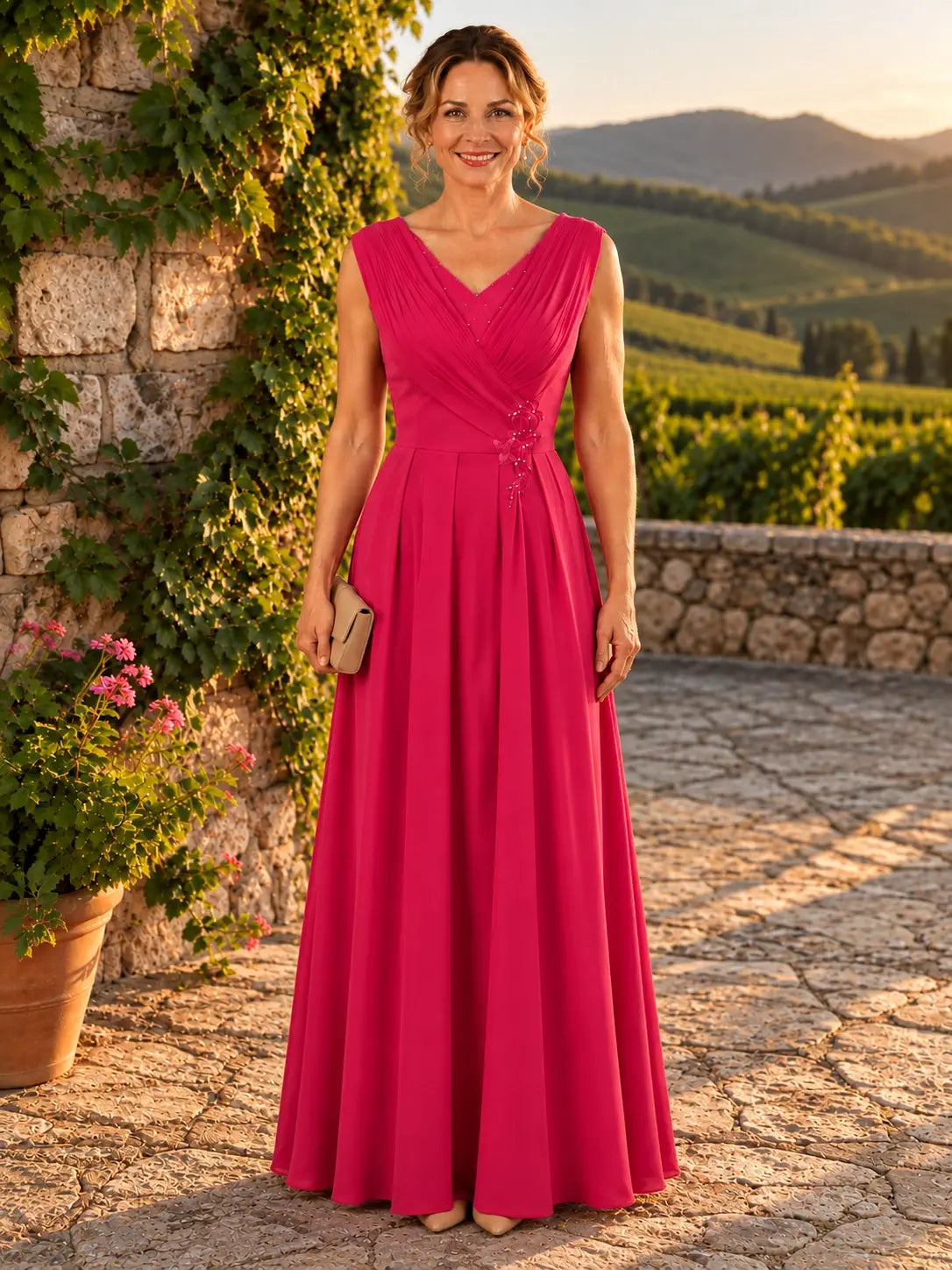 Pleated Mother of The Bride Dress 