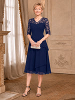 A-line Mother of the Bride Dress with Lace Sleeves 